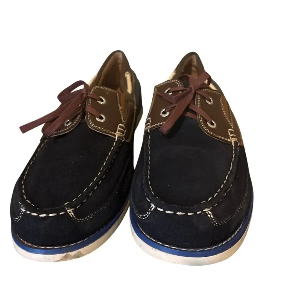 G.H. Bass Hampton Core 2 WW Men's Navy & Brown Leather Boat Shoes Size 10M EUC